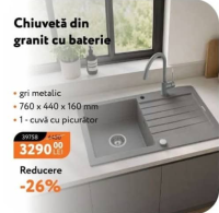 Chiuvetă din granit cu baterie 760x440x160 mm