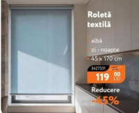 Nanu Market Roletă textilă albă zi-noapte 45 x 170 cm