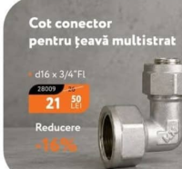 Cot conector pentru țeavă multistrat d16 x 3/4" FL