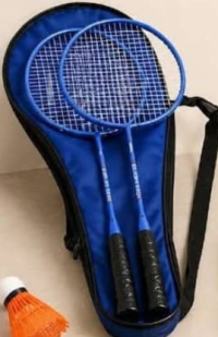 NANU Set 2 rachete de badminton în husă albastru