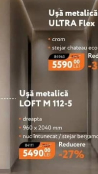 Nanu Market Ușă metalică LOFT M 112-5 nuc întunecat/stejar bergamo migdal 960 x 2040 mm