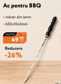 Nanu Market Ac pentru BBQ mâner din lemn 650x10x3mm
