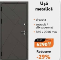 Nanu Market Ușă metalică dreapta antracit/alb supermat 860 x 2040 mm
