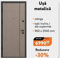 Nanu Market Ușă metalică stânga kaki închis/alb supermat 960 x 2040 mm