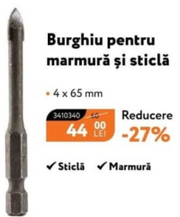 Burghiu pentru marmură și sticlă 4 x 65 mm