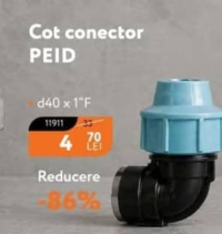 Cot conector PEID d40 x 1" F