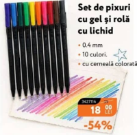 NANU market Set de pixuri cu gel și rolă cu lichid 10 culori