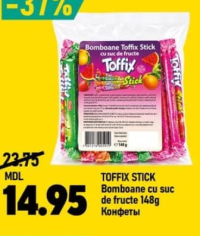 Toffix Stick Bomboane cu suc de fructe 148g