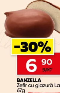 BANZELLA Zefir cu glazură Latte 67g