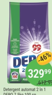 DERO Detergent automat 2 în 1 7.5kg 100 sp.