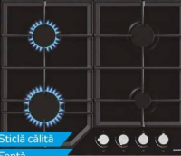 Gorenje Plită încorporabilă pe gaz GT641KB Sticlă călită, Fontă, Siguranță de gaz