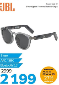 JBL Căști fără fir Soundgear Frames Round Onyx