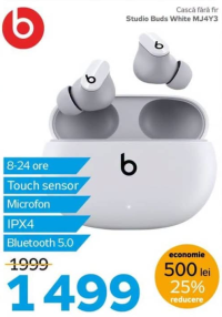 Beats Cască fără fir Studio Buds White MJ4Y3