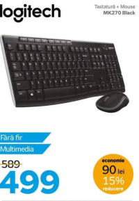 logitech Tastatură + Mouse MK270 Black