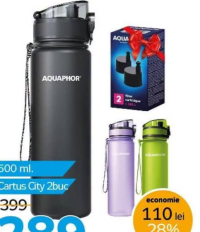 Aquaphor Sticlă apă Set City digital lavender 500ml + cartus City 2buc