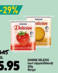 Danone Delicios Iaurt căpșună/biscuiți 125g