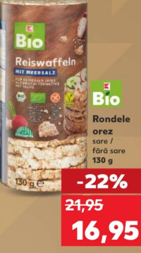 Bio Rondele orez sare / fără sare 130 g