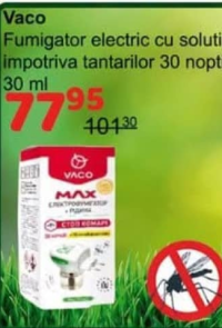 Vaco Fumigator electric cu solutie impotriva tantarilor 30 nopti 30 ml