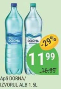 Apă DORNA/IZVORUL ALB 1.5L