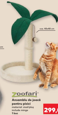 Zoofari Ansamblu de joacă pentru pisici material sisal/pluș include minge 1 buc