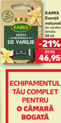 KAMIS Esență naturală de vanilie/lămâie 20 ml