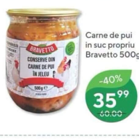 Bravetto Carne de pui in suc propriu 500g
