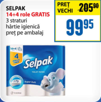 Selpak 14+4 role GRATIS hârtie igienică 3 straturi