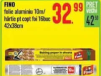 FINO folie aluminiu 10m / hârtie pentru copt foi 16 buc