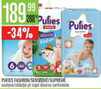 Pufies Fashion/Sensitive/Supreme scutece/chiloței pt copii diverse sortimente