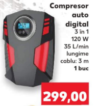 Compresor auto digital 3 în 1 120 W 35 L/min lungime cablu: 3 m 1 buc