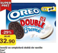 Oreo Biscuiți cu umplutură dublă de vanilie 170 gr