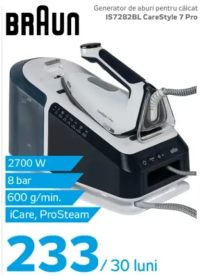BRAUN Generator de aburi pentru călcat IS7282BL CareStyle 7 Pro 2700 W 8 bar 600 g/min