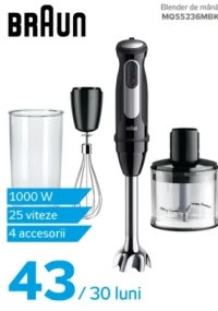 Braun Blender de mână MQ55236MBK 1000W