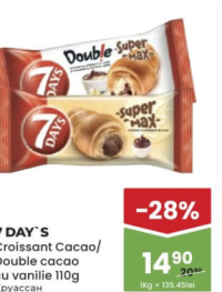 7 Day's Croissant Cacao/Double cacao cu vanilie 110g