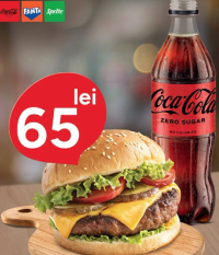 Rogob Cheeseburger (pui sau vită-porc) + Băutură la alegere 500ml