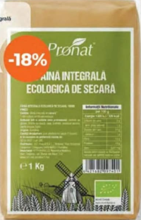 Pronat Făină de secară integrală BIO 1kg